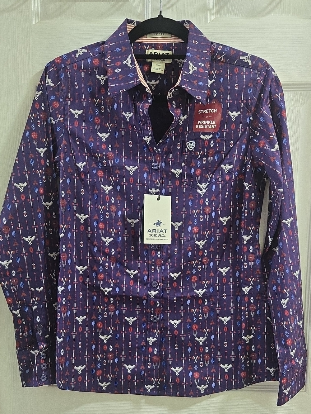 Ariat Purple Printed Stretch Western-Style Button-Down Shirt